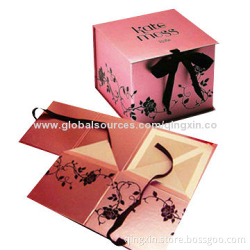 Foldable Paper Gift Boxes with 4C for Outer and Matte Lamination, Bowknot